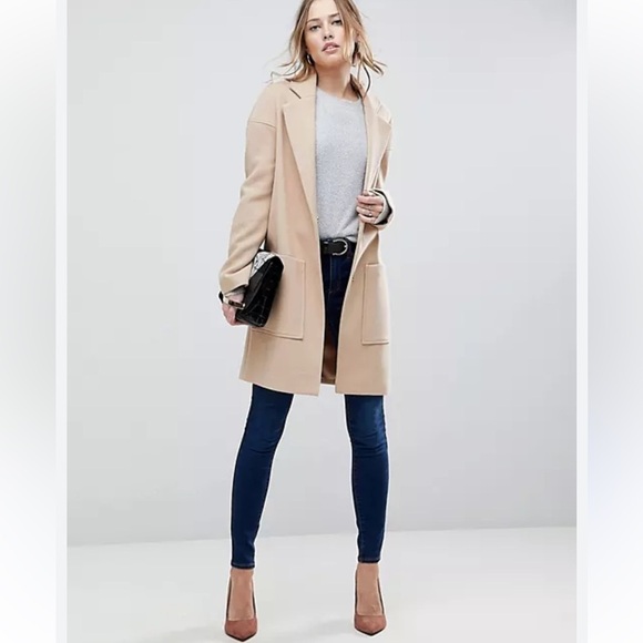 ASOS Jackets & Blazers - ASOS beautiful camel colour transitional lined coat size 6 neutral
